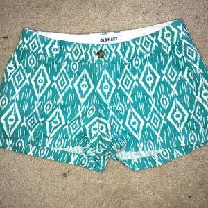 Teal and white shorts
